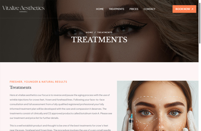 Vitalize Aesthetics Cornwall by Button Web Design